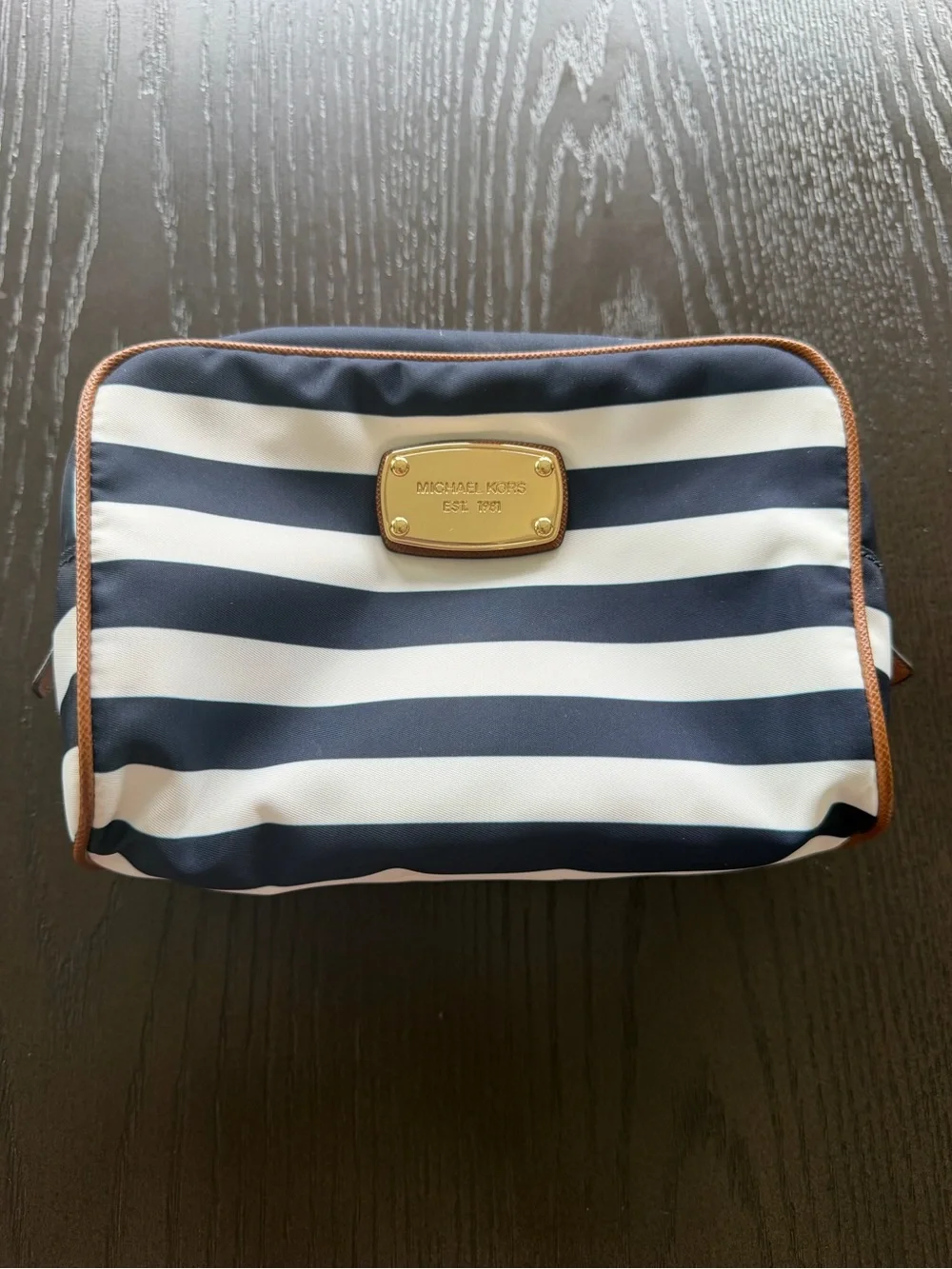 Michael Kors Navy, White & Tan Cosmetic bag